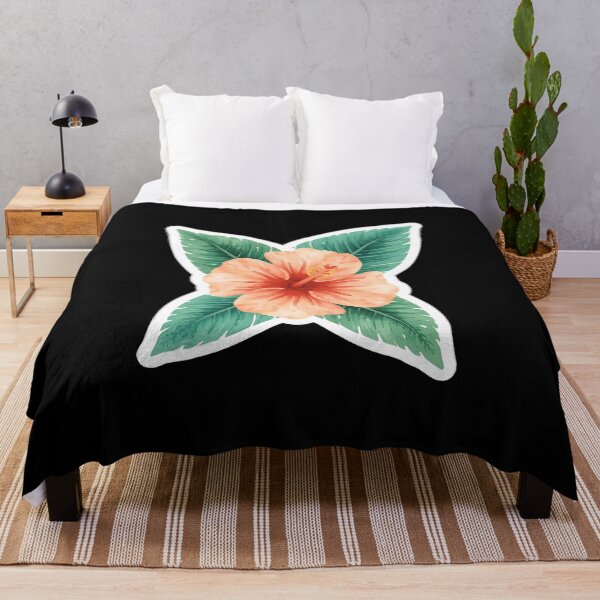 Item preview, Tropical Hibiscus Flower Sticker – Watercolor Palm Leaf Floral Design designed and sold by FestivityFinds.