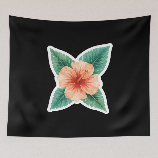 Item preview, Tropical Hibiscus Flower Sticker – Watercolor Palm Leaf Floral Design designed and sold by FestivityFinds.