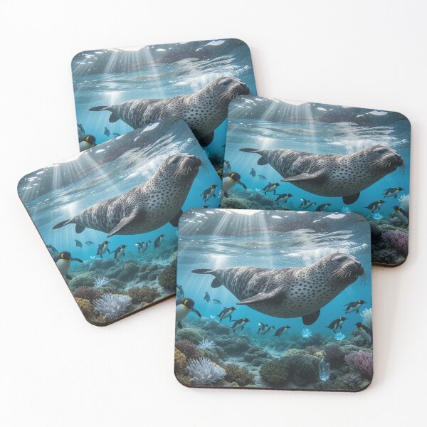 Item preview, Deep Sea Ocean Beauty: Leopard Seal & Penguins designed and sold by Uniqueartai.