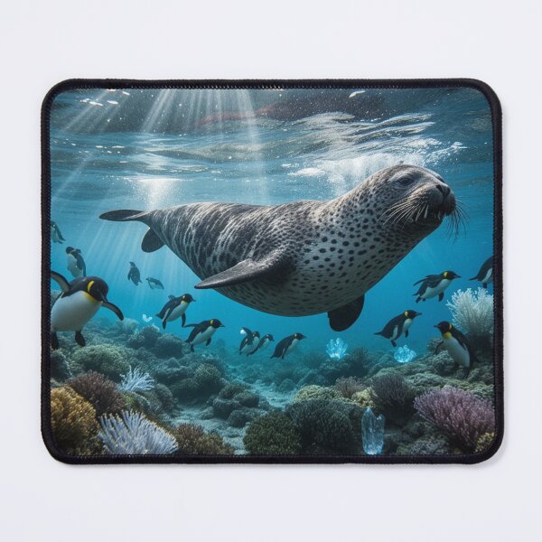 Item preview, Deep Sea Ocean Beauty: Leopard Seal & Penguins designed and sold by Uniqueartai.