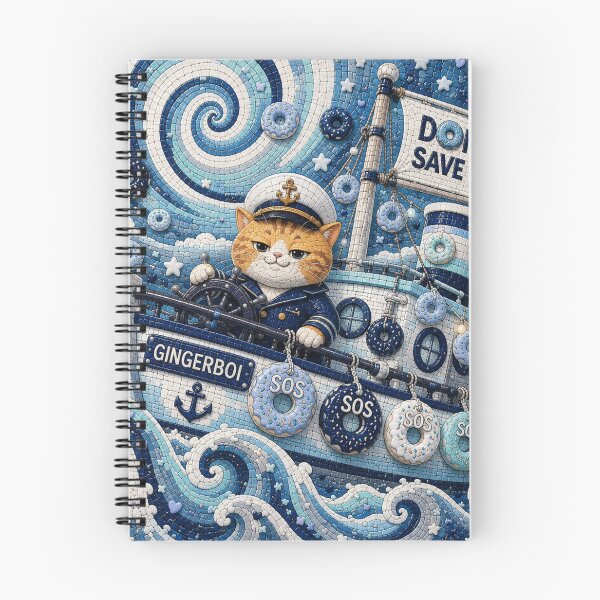 Item preview, Cute Ginger Cat Captain Donut Ocean Navigator Dreamscape designed and sold by Mindworx21.