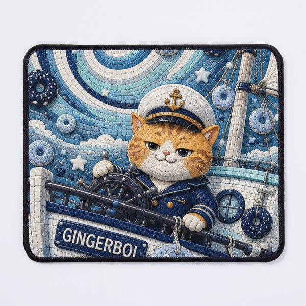 Item preview, Cute Ginger Cat Captain Donut Ocean Navigator Dreamscape designed and sold by Mindworx21.