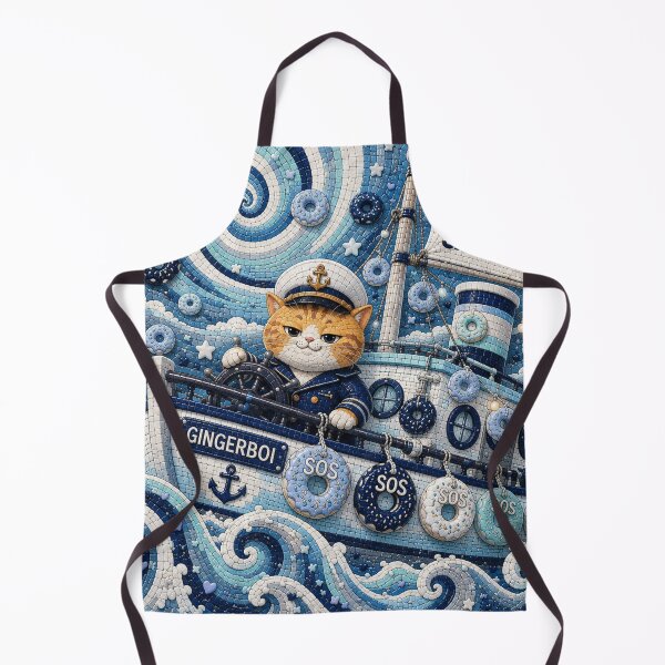 Item preview, Cute Ginger Cat Captain Donut Ocean Navigator Dreamscape designed and sold by Mindworx21.