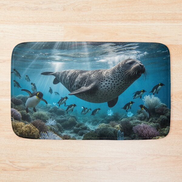 Item preview, Deep Sea Ocean Beauty: Leopard Seal & Penguins designed and sold by Uniqueartai.
