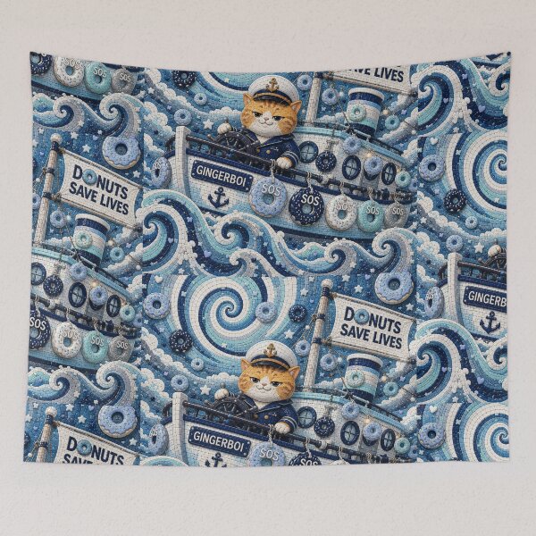 Item preview, Cute Ginger Cat Captain Donut Ocean Navigator Dreamscape designed and sold by Mindworx21.