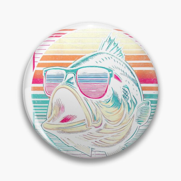 Item preview, Bigmouth Bass And Sunglasses Funny Fishing 80's Retro Sunset V-Neck T-Shirt designed and sold by KTY-NUSS.