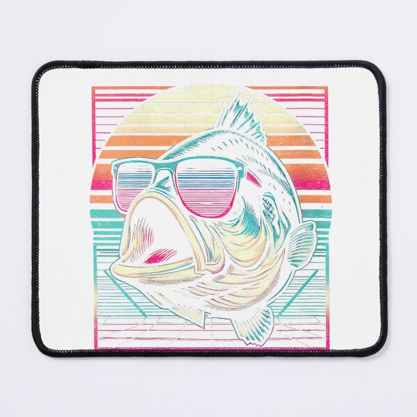 Item preview, Bigmouth Bass And Sunglasses Funny Fishing 80's Retro Sunset V-Neck T-Shirt designed and sold by KTY-NUSS.