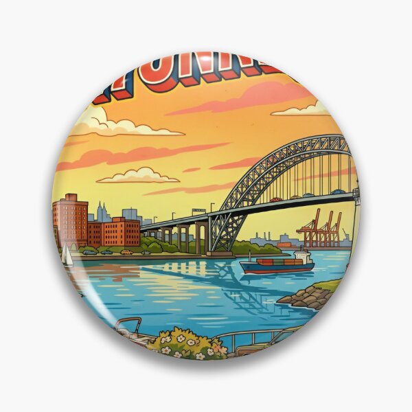 Item preview, Greetings From Bayonne NJ Retro Postcard Gateway Harbor Vintage Style Art designed and sold by markomundo.