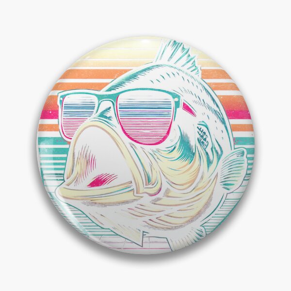 Item preview, Bigmouth Bass And Sunglasses Funny Fishing 80's Retro Sunset Long Sleeve T-Shirt designed and sold by kevincuellar.