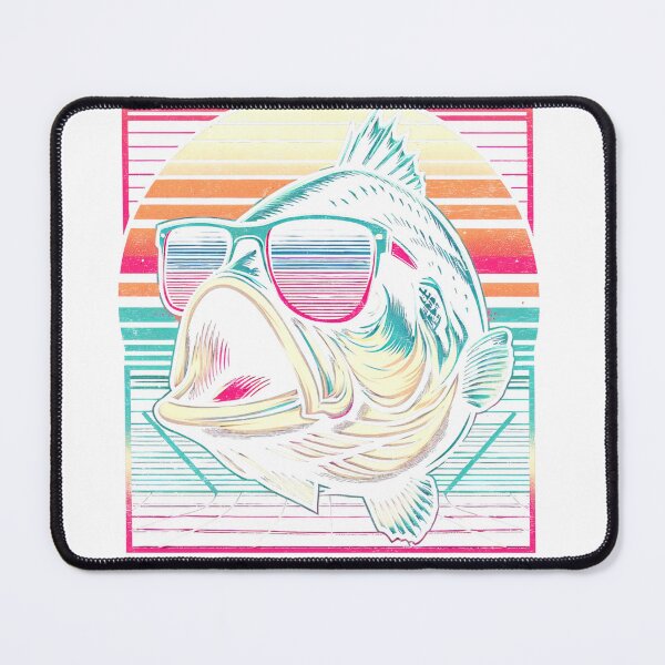 Item preview, Bigmouth Bass And Sunglasses Funny Fishing 80's Retro Sunset Long Sleeve T-Shirt designed and sold by kevincuellar.