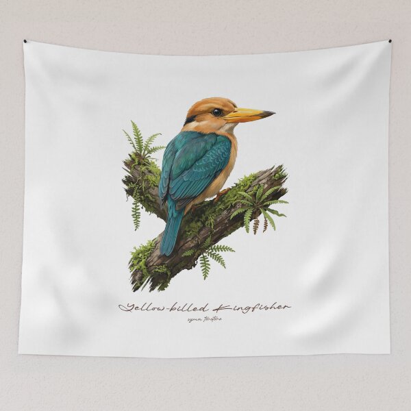 Item preview, Yellow-billed Kingfisher on Mossy Branch designed and sold by Takeda-art.