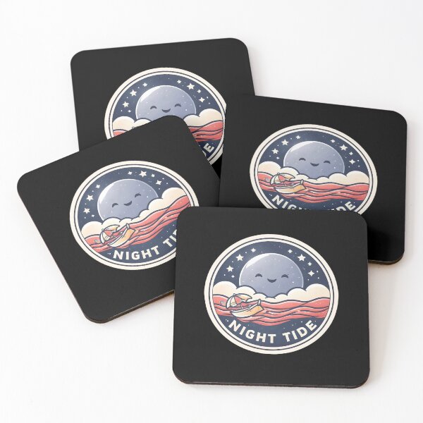 Item preview, Night Tide Moon Ocean Waves Retro Beach Stickers designed and sold by FestivityFinds.