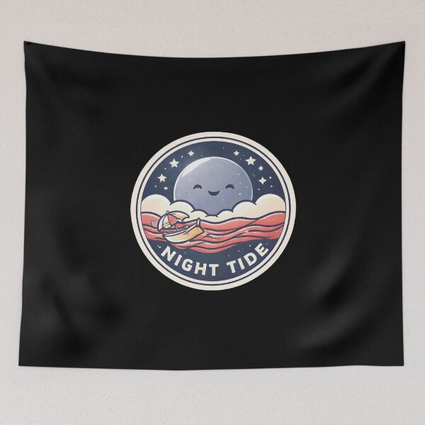 Item preview, Night Tide Moon Ocean Waves Retro Beach Stickers designed and sold by FestivityFinds.