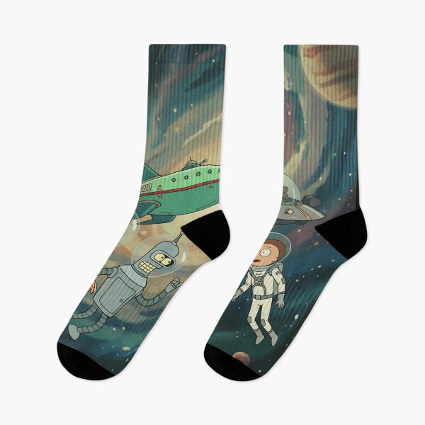 Item preview, Fry & Bender with Rick and Morty designed and sold by LeagueHeavenGG.