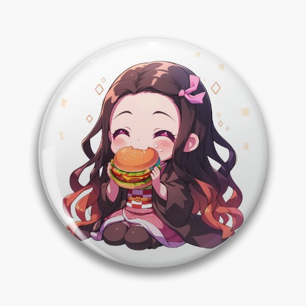 Item preview, Nezuko Kamado Demon Slayer Chibi Kawaii Burger Anime Girl Bright Joyful Charm designed and sold by earlobejerk.