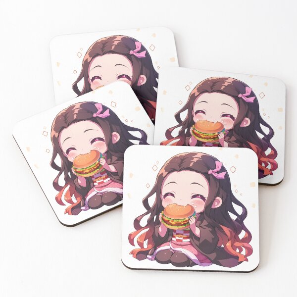 Item preview, Nezuko Kamado Demon Slayer Chibi Kawaii Burger Anime Girl Bright Joyful Charm designed and sold by earlobejerk.