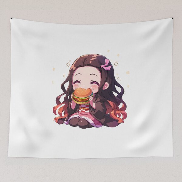 Item preview, Nezuko Kamado Demon Slayer Chibi Kawaii Burger Anime Girl Bright Joyful Charm designed and sold by earlobejerk.