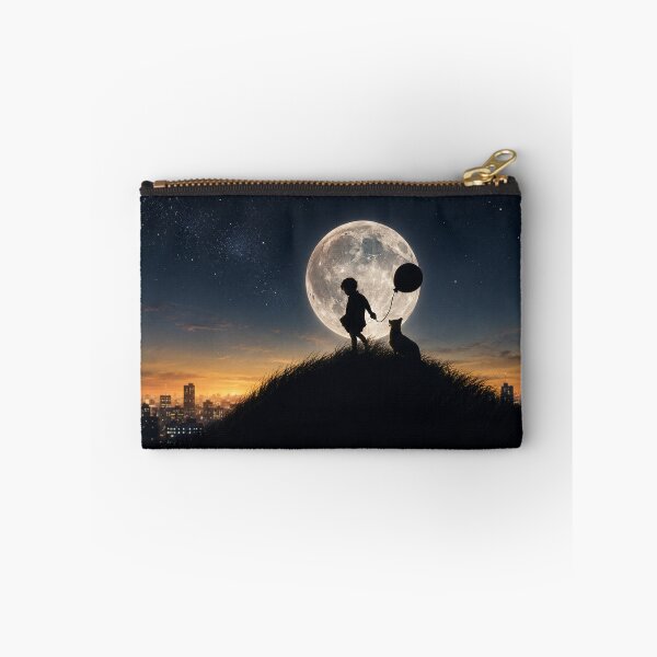 Item preview, Boy and Dog Under the Full Moon – Dreamy Friendship Silhouette Nightscape designed and sold by Extravanganzza.