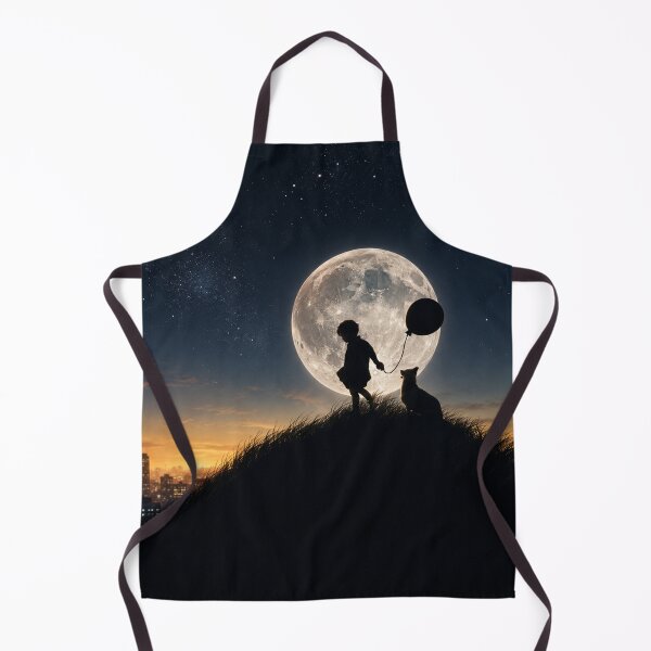 Item preview, Boy and Dog Under the Full Moon – Dreamy Friendship Silhouette Nightscape designed and sold by Extravanganzza.