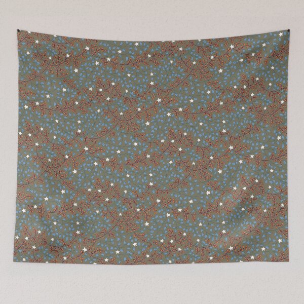 Item preview, Leaves And Stars - olive background  designed and sold by tanaudel.