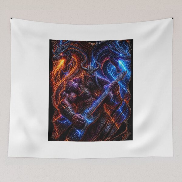 Item preview, Viking Gods Discover Electric Guitars — Ultimate Cosmic Norse Rock Art Print designed and sold by CosmicRockArt.