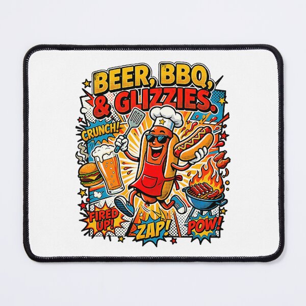 Item preview, Beer BBQ Glizzies Funny Hot Dog Chef Comic Pop Art Cookout Humor  designed and sold by graphixpolash.