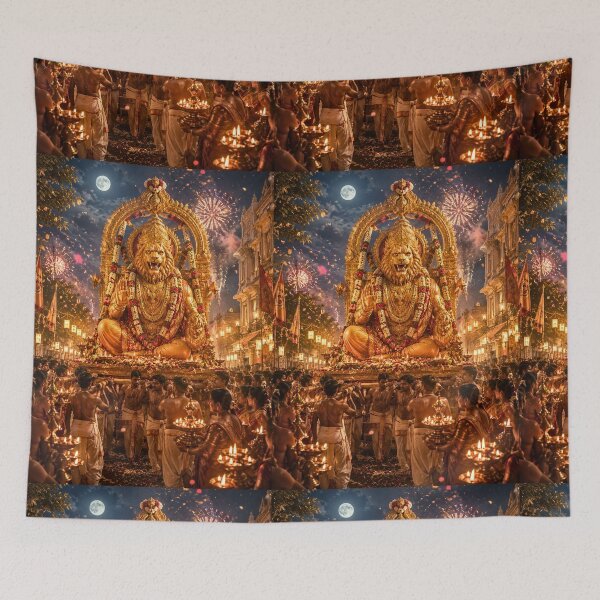 Item preview, Narasimha Jayanti Festival Procession | Hindu Celebration Artwork designed and sold by Homyar.