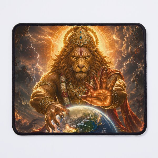Item preview, Narasimha Protecting Earth | Divine Guardian Cosmic Hindu Art designed and sold by Homyar.