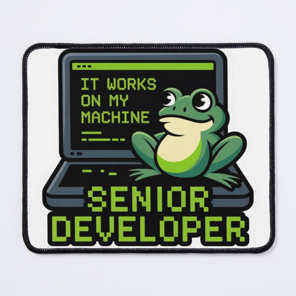 Item preview, It Works On My Machine Funny Programmer Sticker | Smug Frog Developer Die Cut Laptop Sticker designed and sold by CrystalCove11.