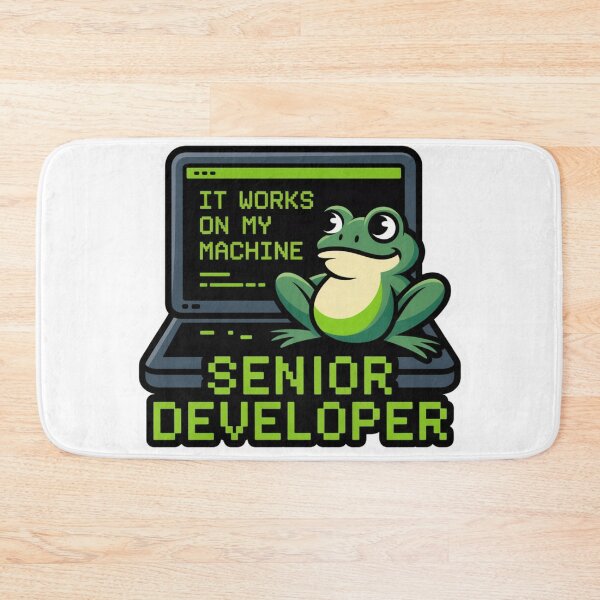 Item preview, It Works On My Machine Funny Programmer Sticker | Smug Frog Developer Die Cut Laptop Sticker designed and sold by CrystalCove11.