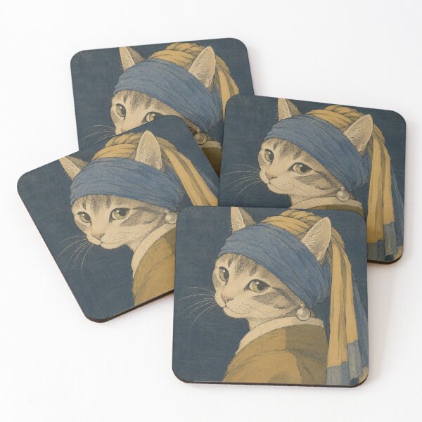 Item preview, Cat with a Pearl Earring, Fine Art Parody designed and sold by Komatoya.