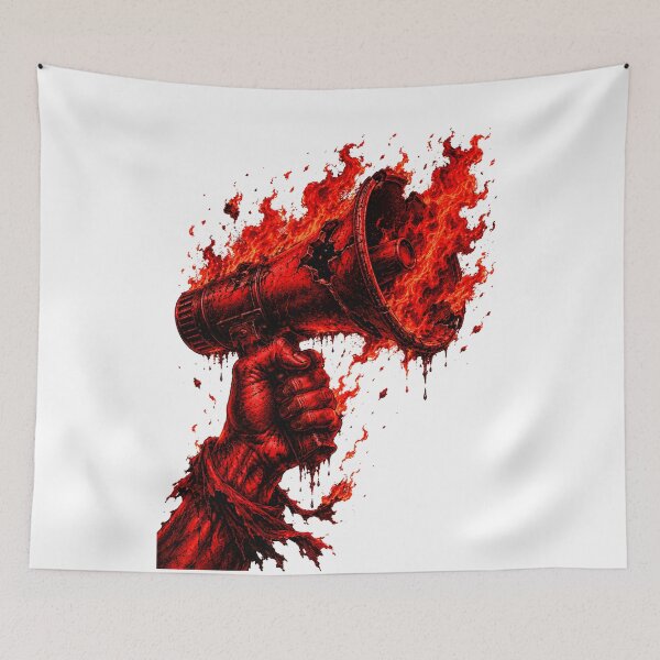 Item preview, Burning Megaphone Symbolizing the Freedom of Speech Myth with Fiery Protest Imagery and Bold Political Statement Artwork designed and sold by ArtsyGlaze.