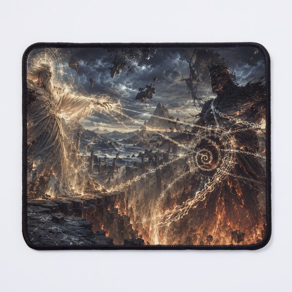 Item preview, God vs Demon Fantasy Art Print | Cosmic Dark Fantasy Battle Wall Art designed and sold by Element Horizon Studio.