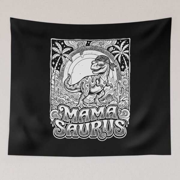 Item preview, Mama Saurus Groovy Retro 70s T-Rex Mom Hippie Peace Boho Dino designed and sold by graphixpolash.