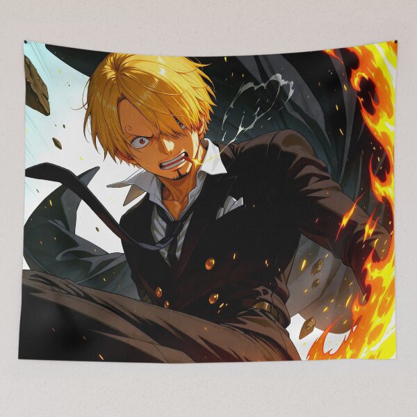 Item preview, Sanji Vinsmoke One Piece Fiery Action Pose designed and sold by justnickthings.