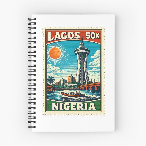 Item preview, Vintage Lagos Stamp Illustration | Retro Nigeria Postage Art | Classic Coastal Megacity Travel Design designed and sold by PaintedPixels01.