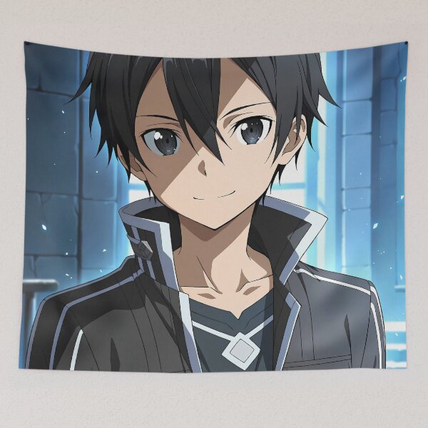 Item preview, Retrato azul tranquilo de Kirito de Sword Art Online designed and sold by justnickthings.