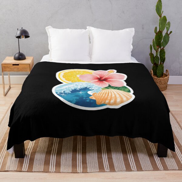 Item preview, Tropical Summer Collage Sticker – Hibiscus Wave Lemon & Seashell designed and sold by FestivityFinds.
