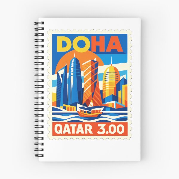 Item preview, Vintage Doha Stamp Illustration | Retro Qatar Postage Art | Classic Gulf City Travel Design designed and sold by PaintedPixels01.