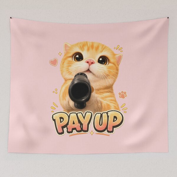 Item preview, Cute Gangster Cat With Toy Blaster Funny Pay Up Cartoon Design designed and sold by ArtsyGlaze.