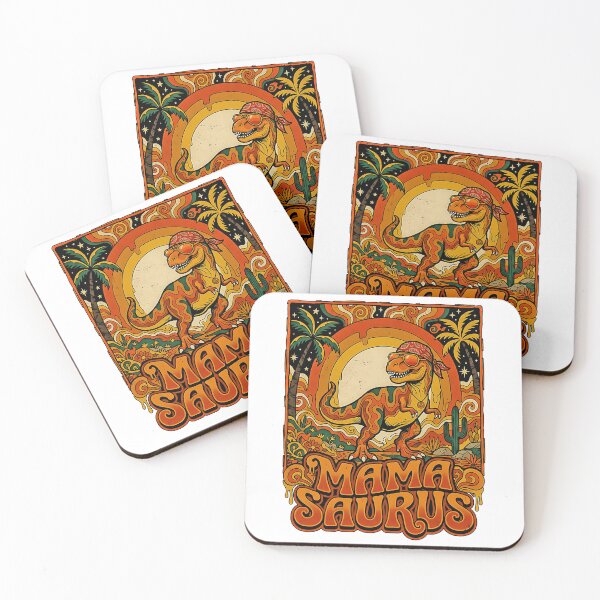 Item preview, Mama Saurus Groovy Retro 70s T-Rex Mom Hippie Peace Boho Dino  designed and sold by graphixpolash.