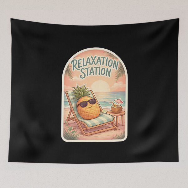 Item preview, Relaxation Station Pineapple Beach Vacation Sticker designed and sold by FestivityFinds.