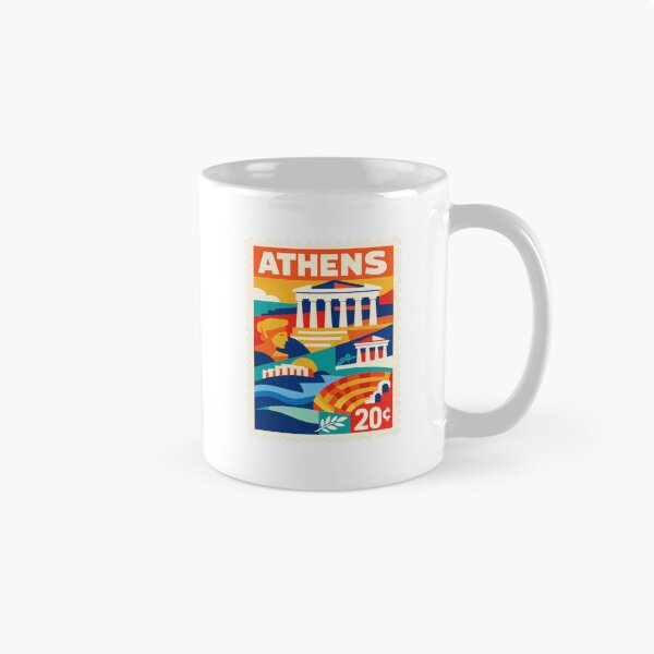 Item preview, Vintage Athens Stamp Illustration | Retro Greek Postage Art | Classic Acropolis Travel Landmark Design designed and sold by PaintedPixels01.