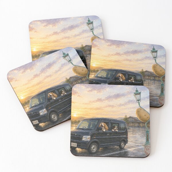 Item preview, Cavalier King Charles Spaniel Hokkaido Roadside Station – Cozy Van Life with Choco and Milk Watercolor Art designed and sold by SakuraWaStyle.