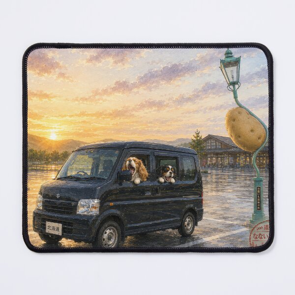 Item preview, Cavalier King Charles Spaniel Hokkaido Roadside Station – Cozy Van Life with Choco and Milk Watercolor Art designed and sold by SakuraWaStyle.