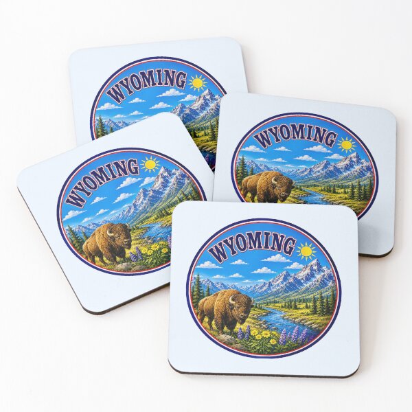Item preview, Wyoming - Mountain River & Bison designed and sold by Myra365Art.