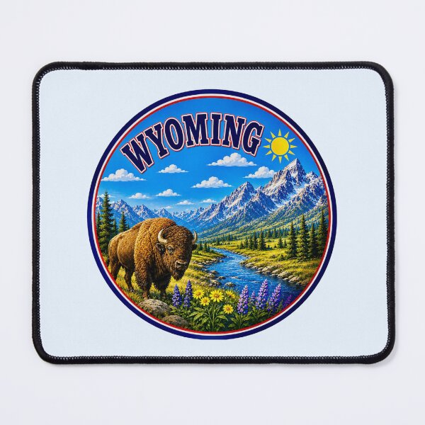 Item preview, Wyoming - Mountain River & Bison designed and sold by Myra365Art.