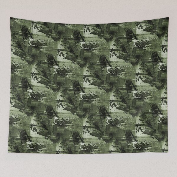 Item preview, Landscape Abstract in Monochromatic Dark Green designed and sold by Artistestella.