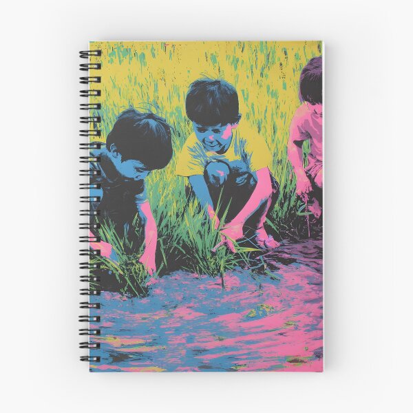 Item preview, Children playing at rice field pop art designed and sold by Newrealis.