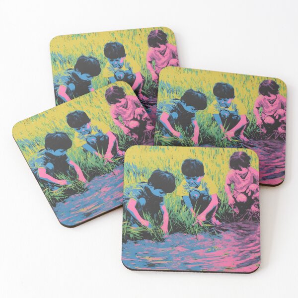 Item preview, Children playing at rice field pop art designed and sold by Newrealis.